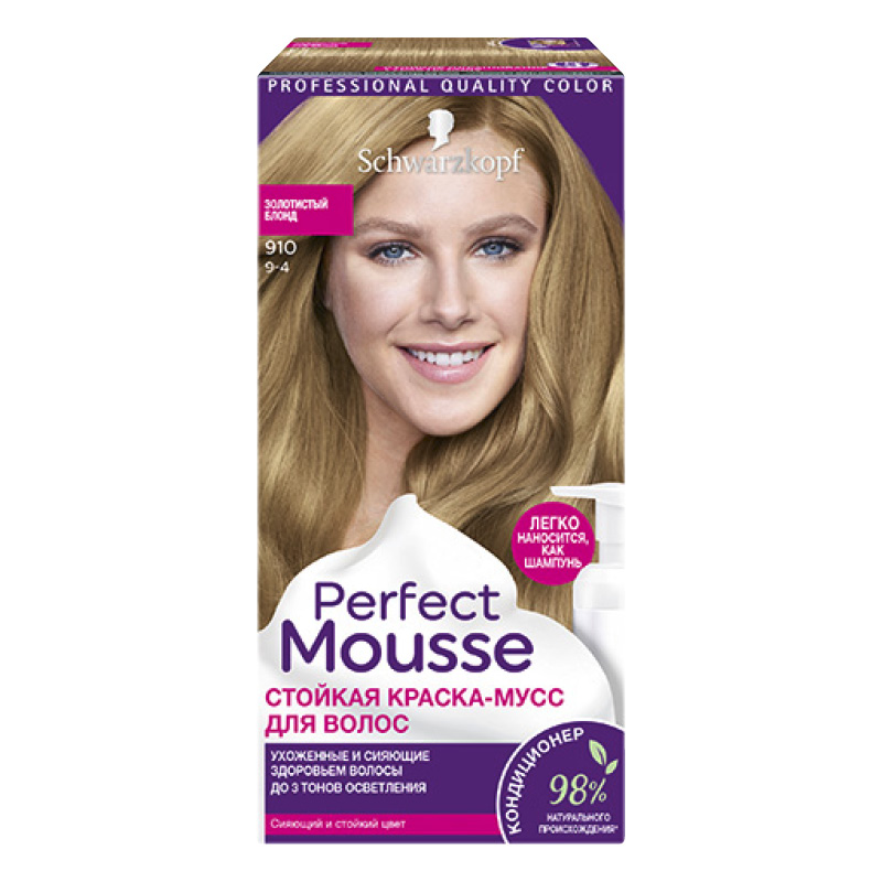 Краска-мусс для волос Perfect Mousse, тон 910, Schwarzkopf