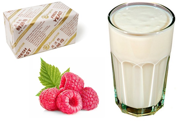 Дрожжи с кефиром и малиной