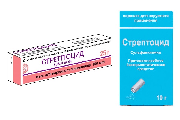 Стрептоцид в виде мази и порошка