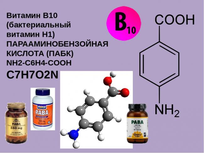 Витамин в10 (парааминобензойная кислота): описание, польза, вред, влияние на организм, суточная потребность