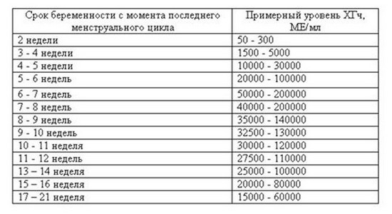 Таблица расшифровки результатов анализа хгч
