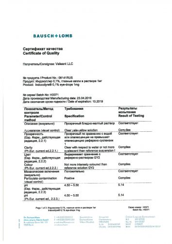 Индоколлир глазные капли: инструкция по применению, аналоги и отзывы
