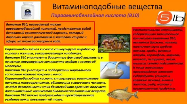 Витамин в10 (парааминобензойная кислота) - витамины и минералы