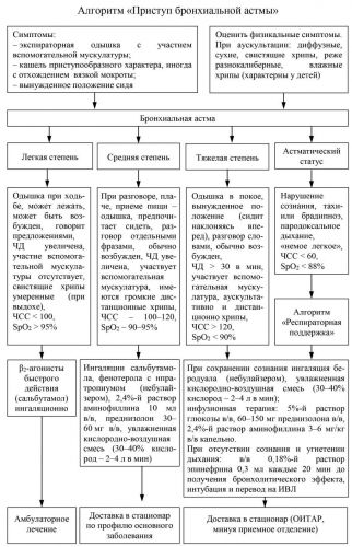 Неотложная помощь при бронхиальной астме — алгоритм действий